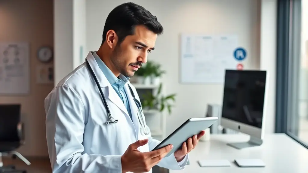 Doctor using a tablet for medical documentation